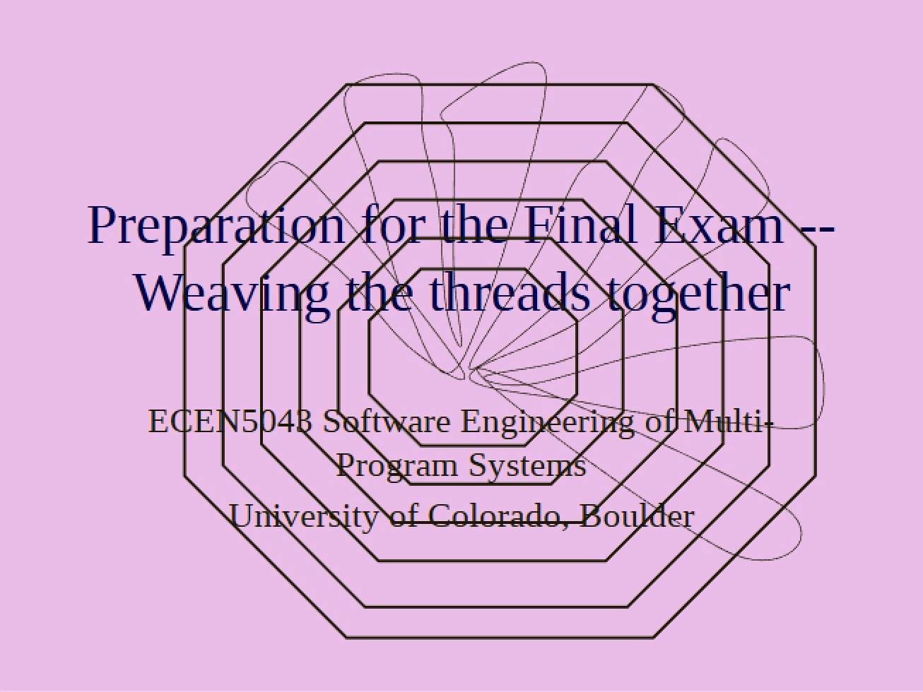 Preparation for the Final Examination