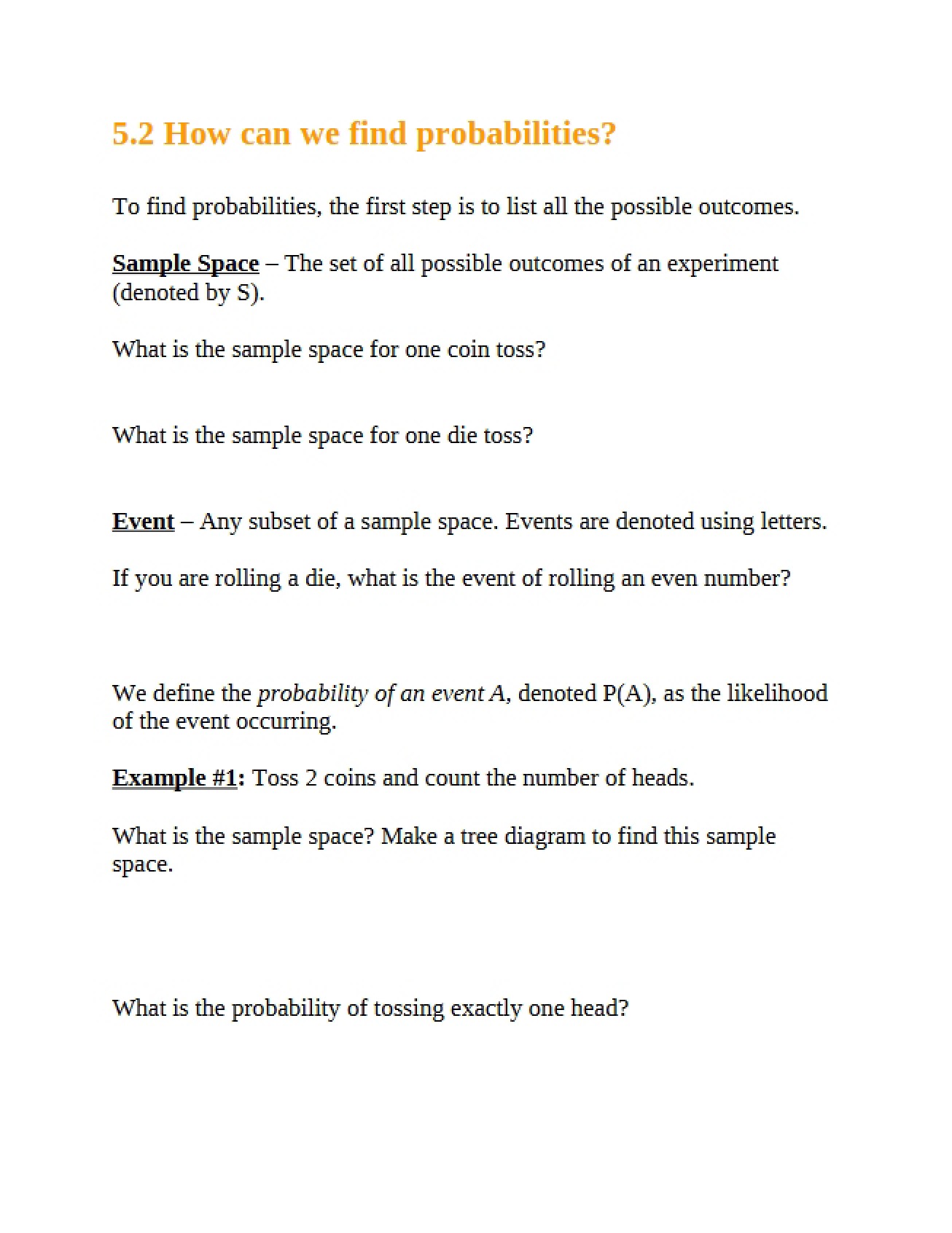 Finding Probabilities