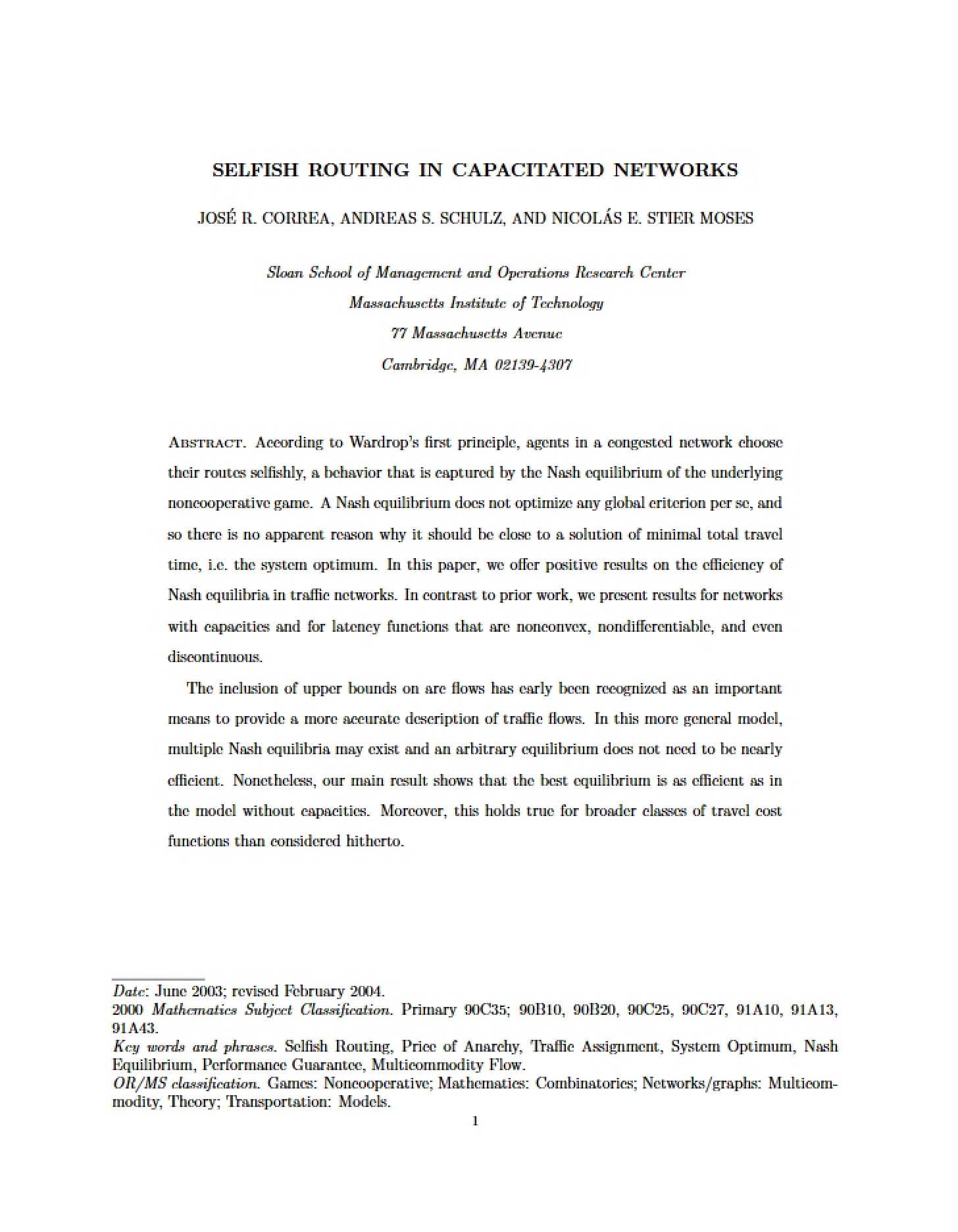 Capacitated Networks Selfish Routing