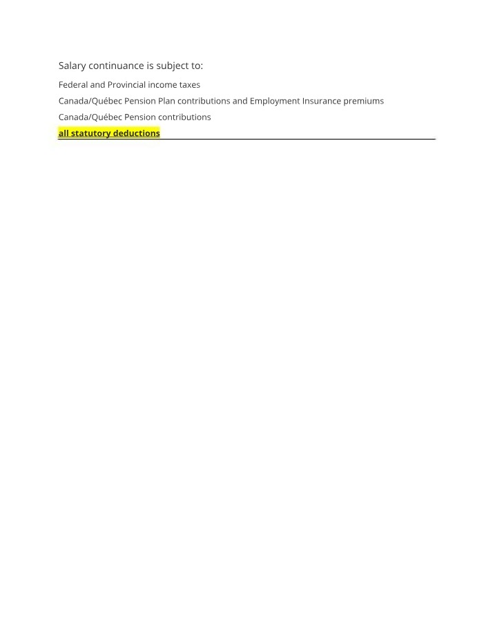Salary Continuance - Taxation and Statutory Deductions