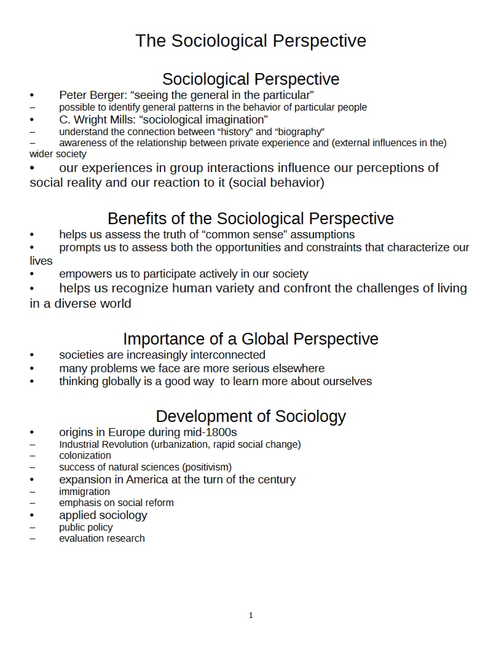 Perspective of Sociology