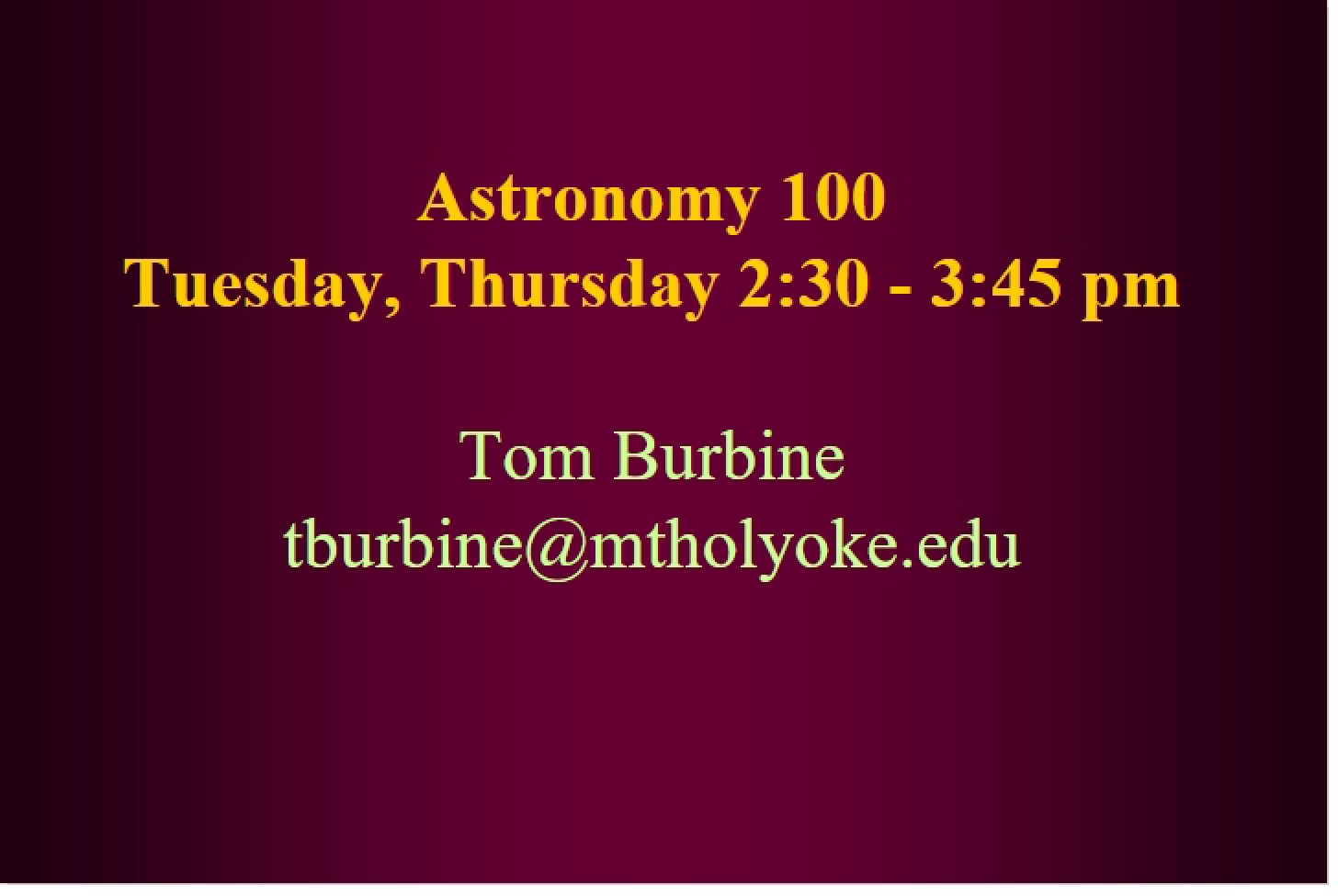 Introductory Astronomy Course