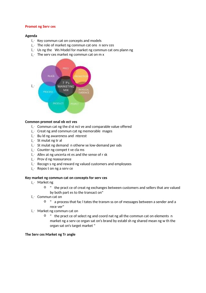 Promoting Services - Communication Concepts and Models