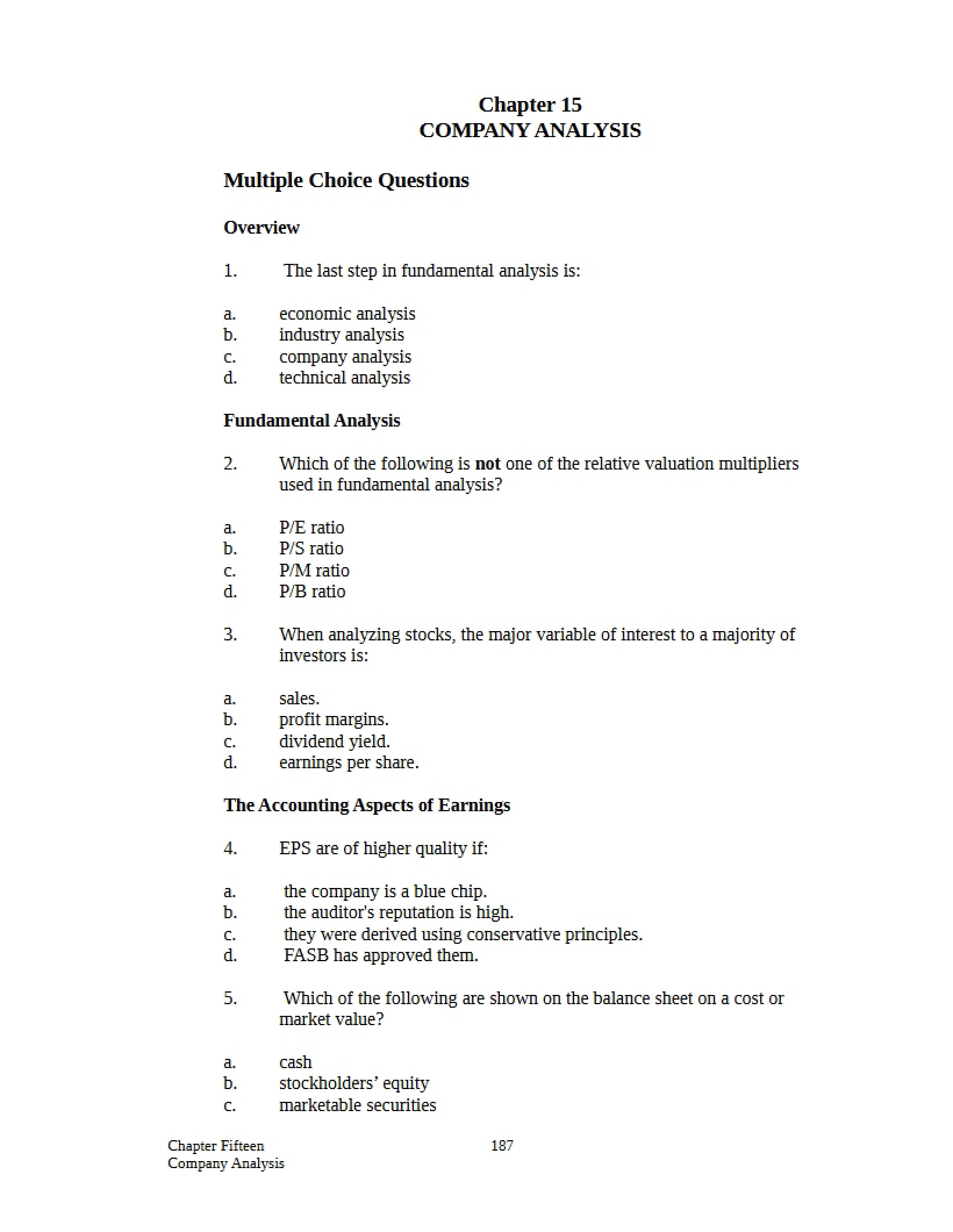 Analysis of a Company