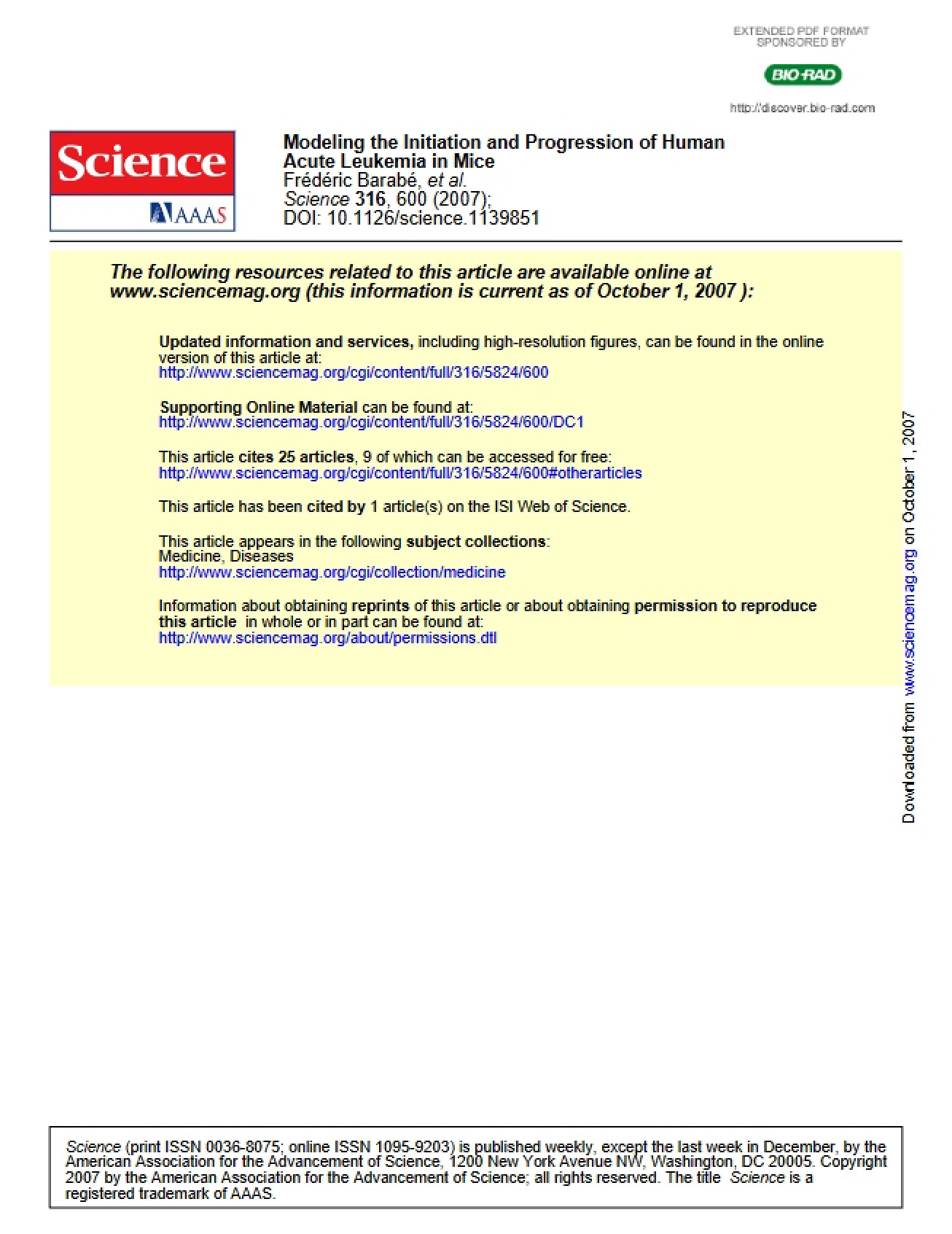 Study of Human Acute Leukemia