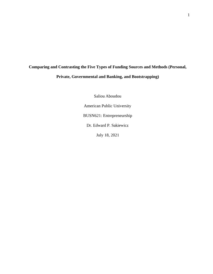 Five Types of Funding Sources and Methods Compared