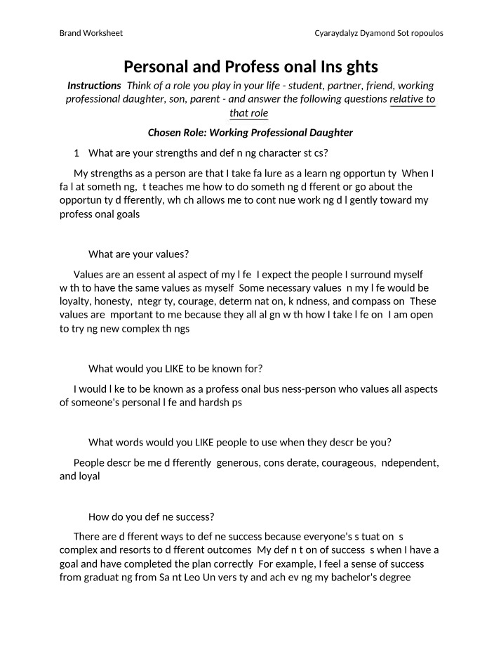 Worksheet on Brands