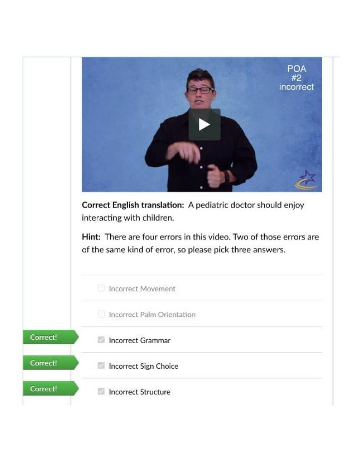 Spotting Grammar Mistakes in Sign Language
