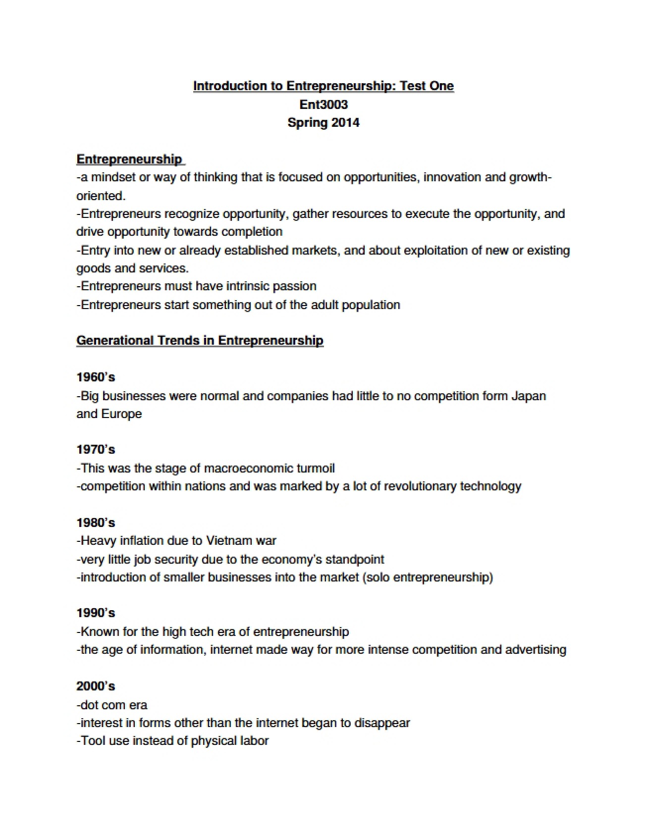 Core Entrepreneurship Lecture Notes