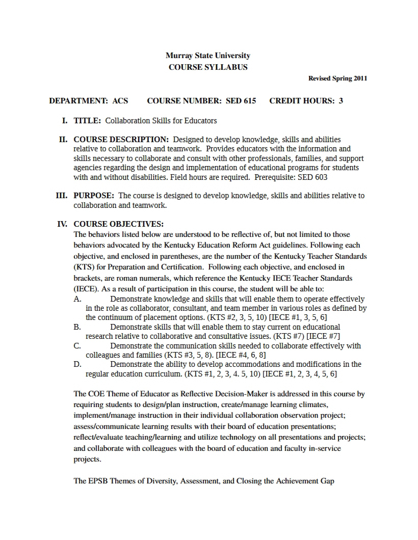 Syllabus - 5 Pages
