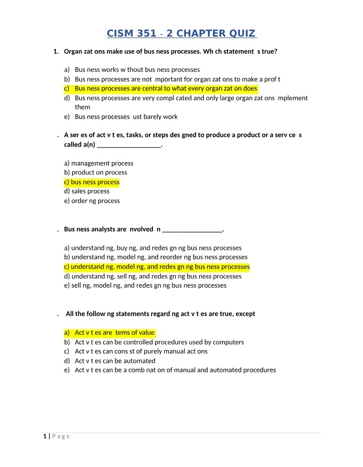 Quiz for Chapter 2