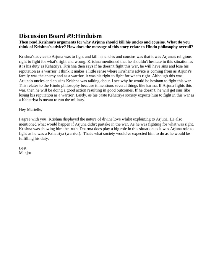Hinduism - Discussion Board 9