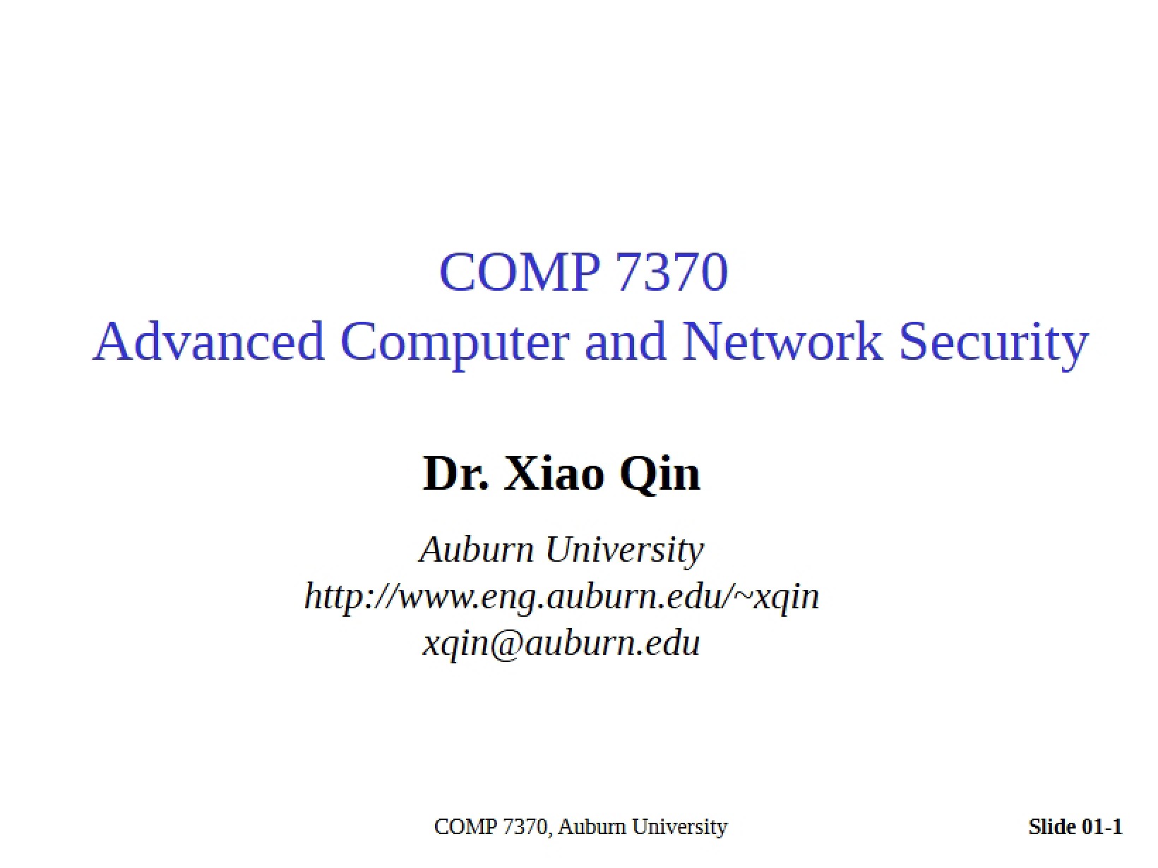 Advanced Security Lecture Notes