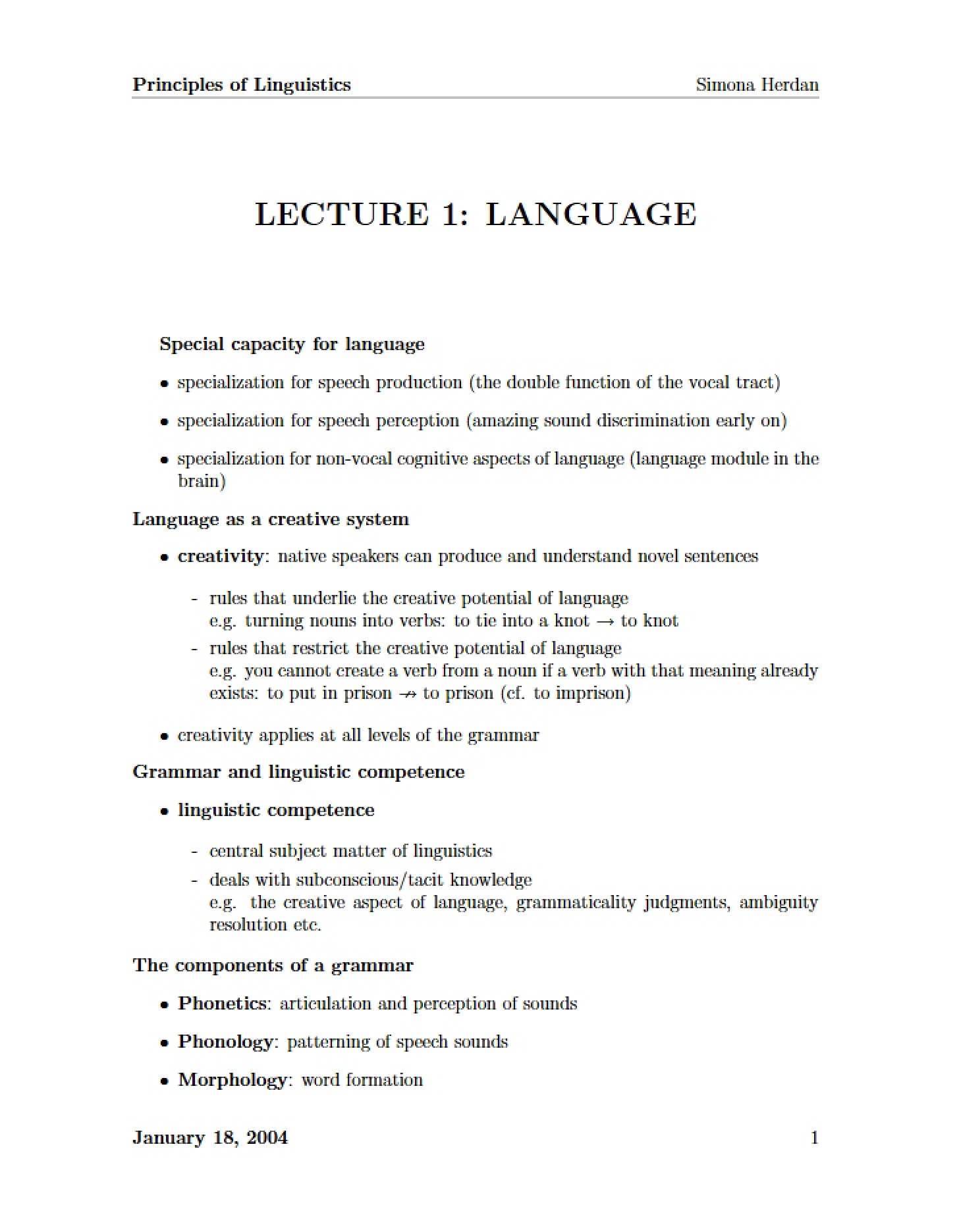 Class Notes