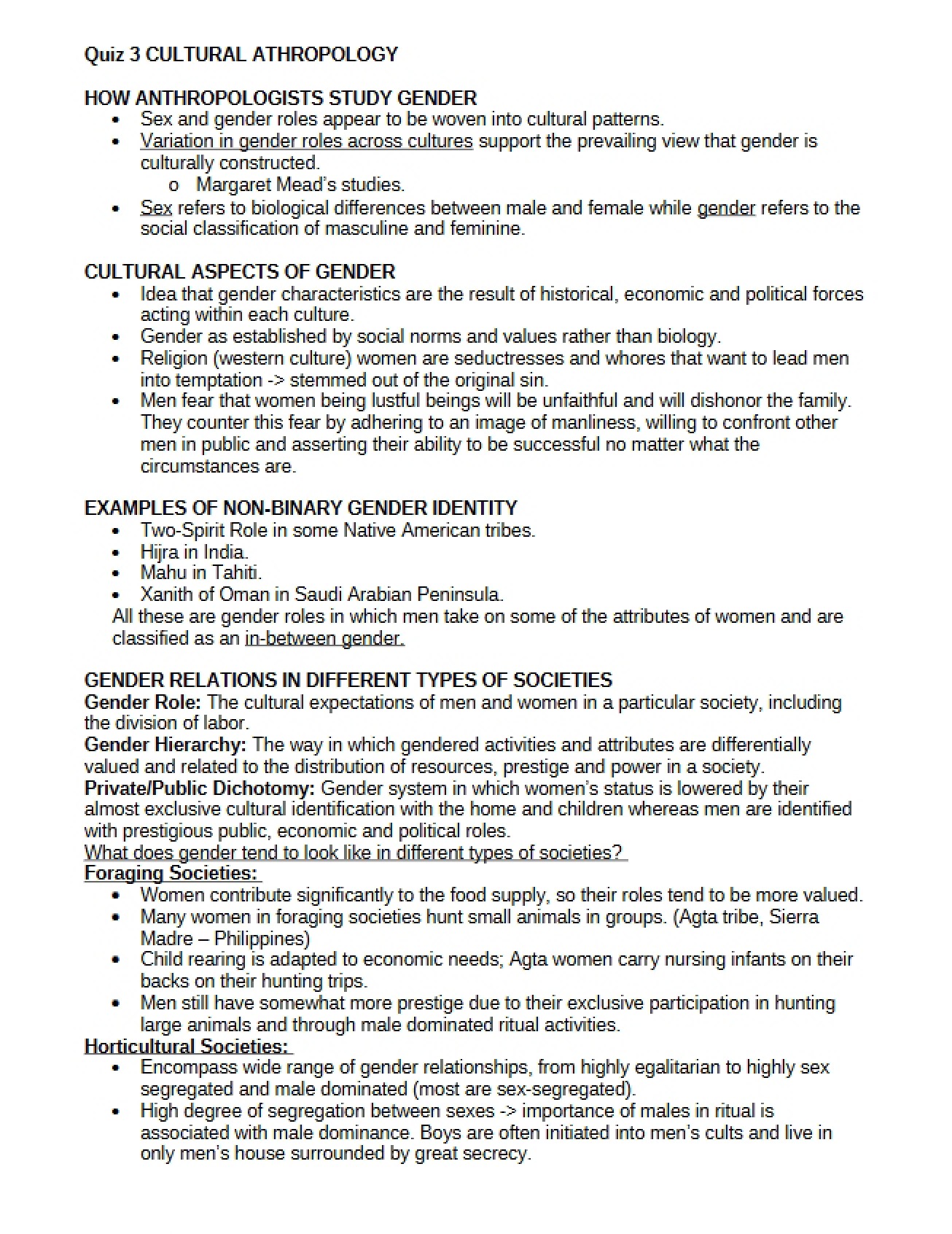 Cultural Anthropology Third Quiz