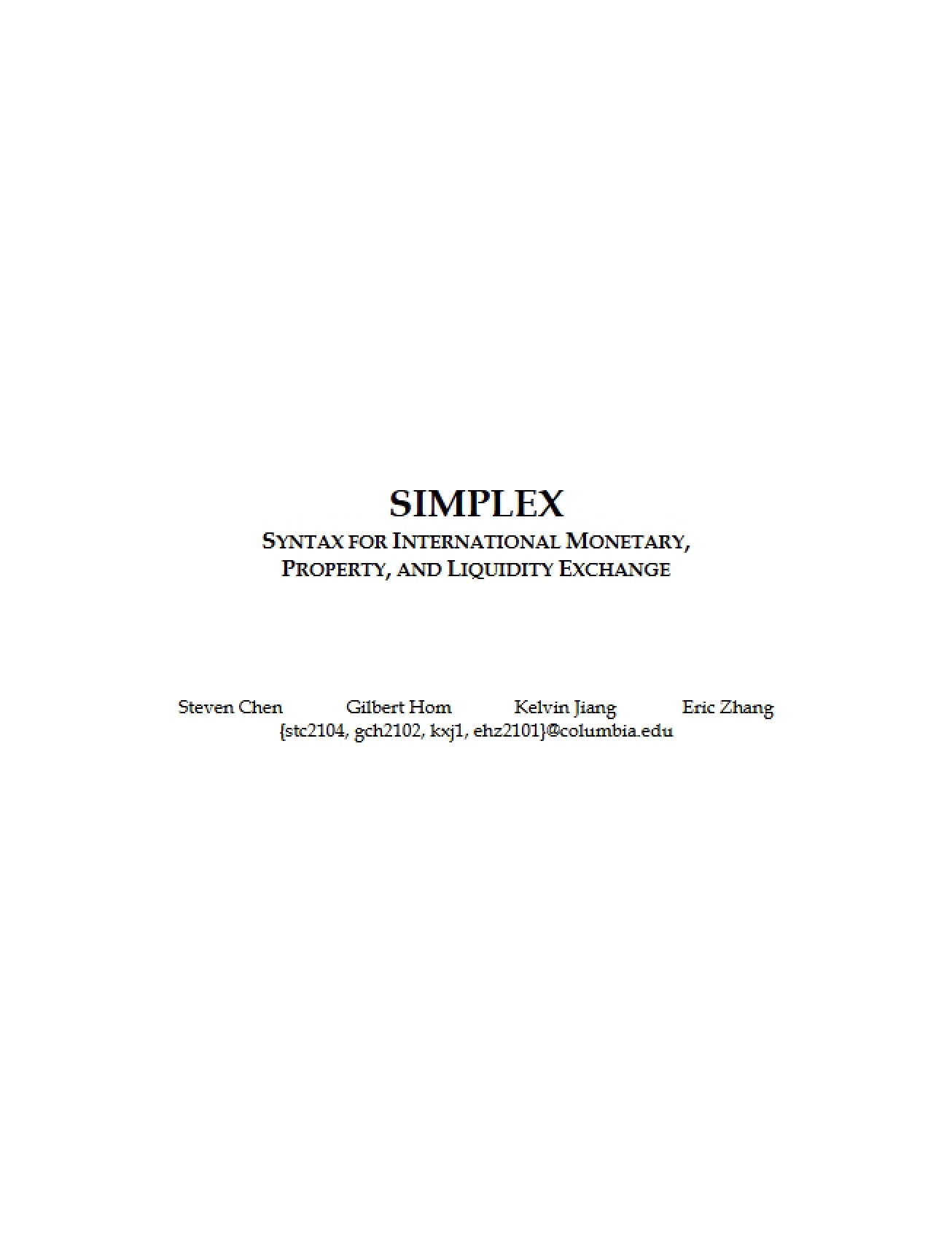 SIMPLEX SYNTAX for Monetary Exchange