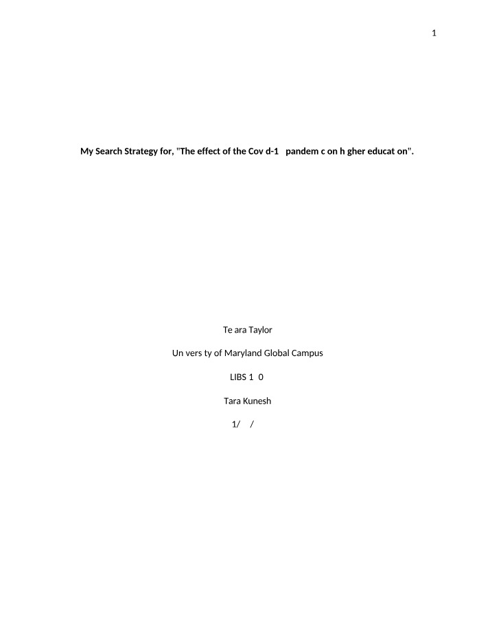 The Impact of Covid-19 on Higher Education