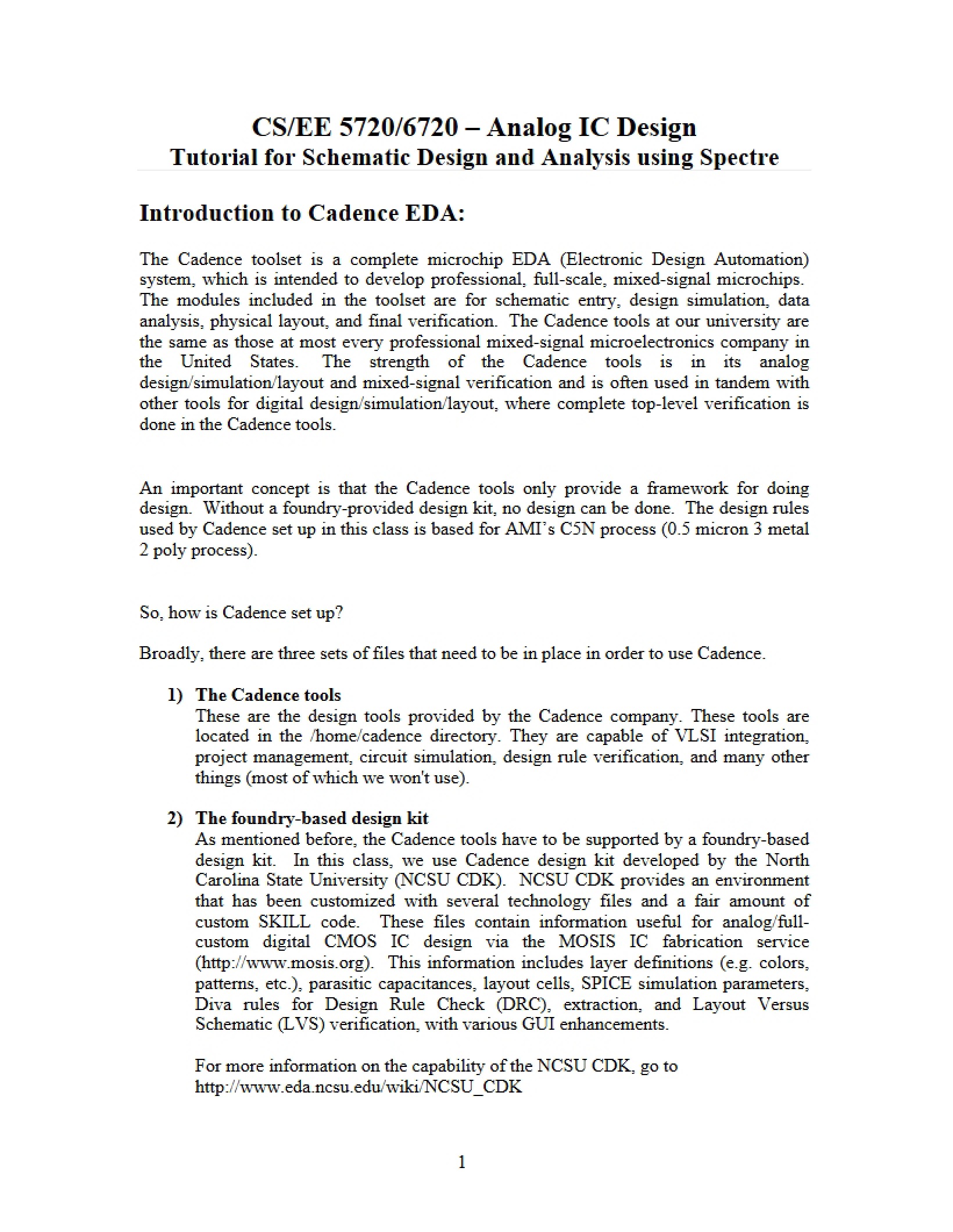 Spectre Analysis and Schematic Design Tutorial