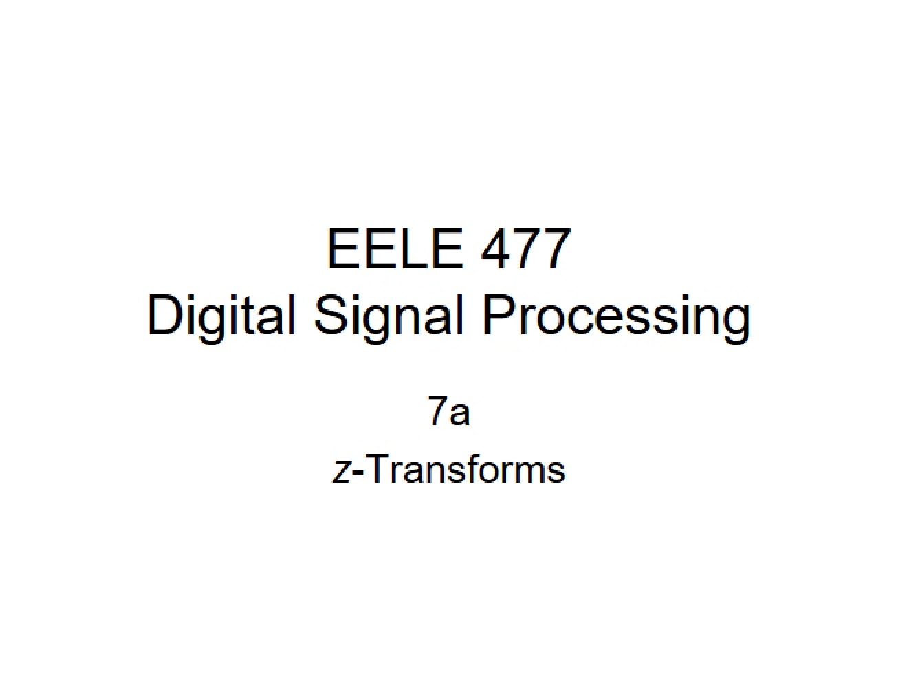 Processing of Digital Signals