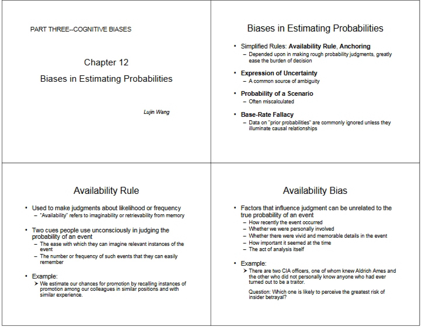 Probability Estimation Biases (Chapter 12)