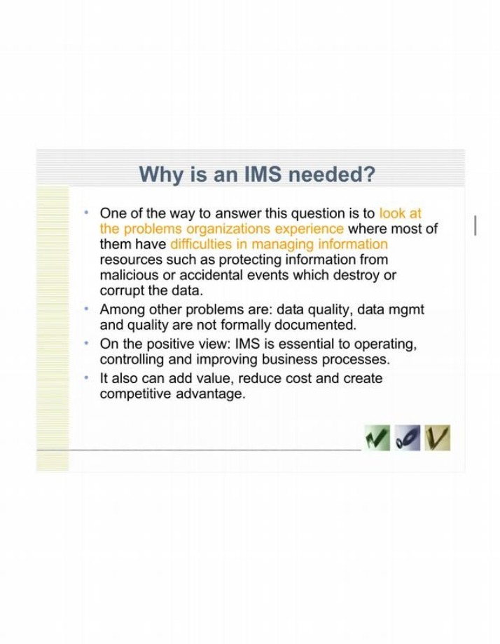 Why an IMS Is Needed