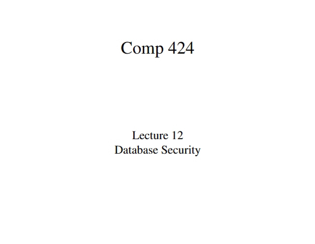 Security for Databases