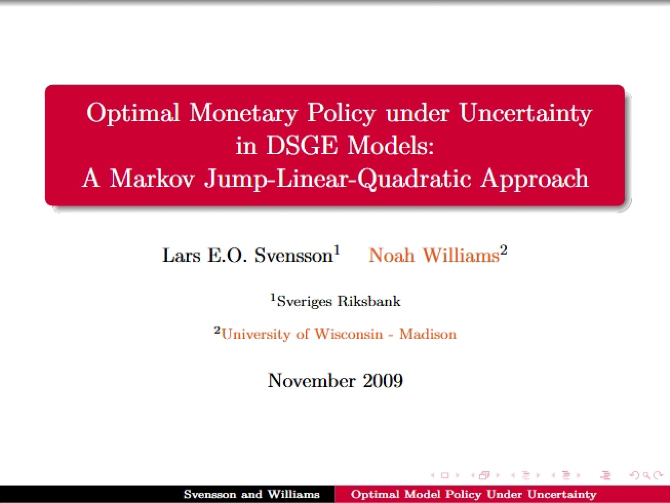 DSGE Models Optimal Monetary Policy under Uncertainty