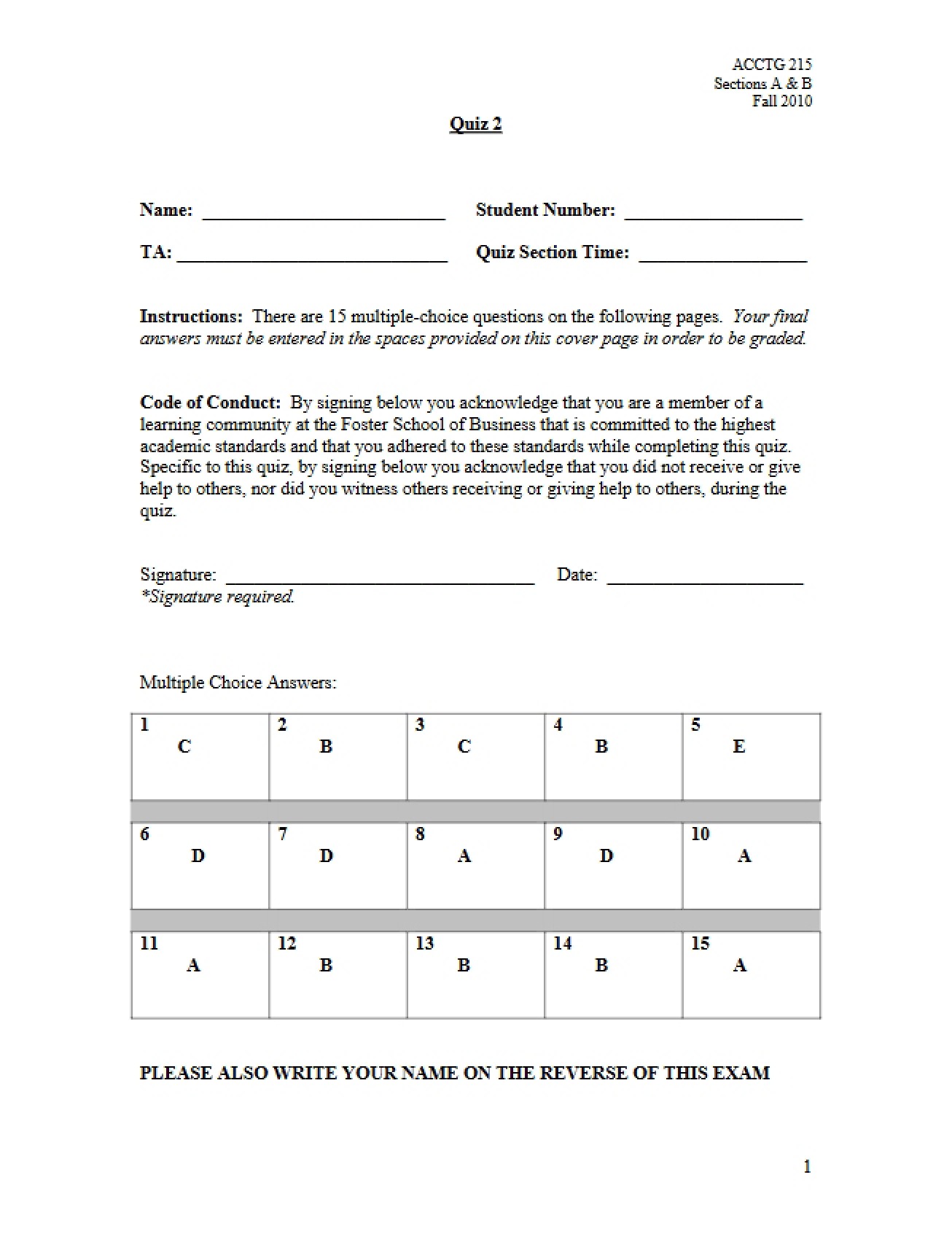 Solutions Practice Quiz 2
