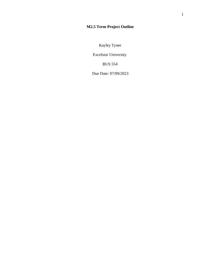 Outline for Term Project - M2.5