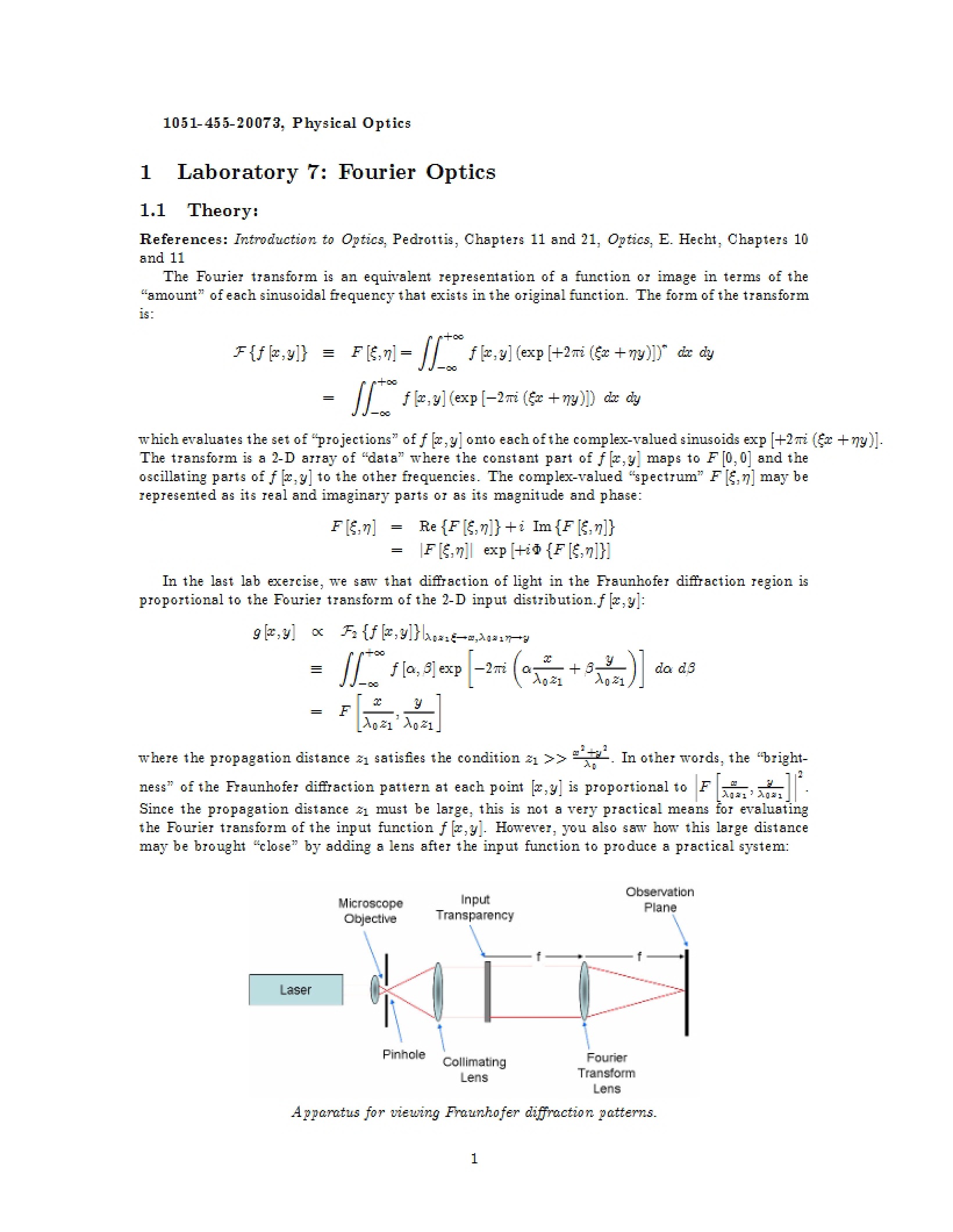 Optics using Fourier Analysis