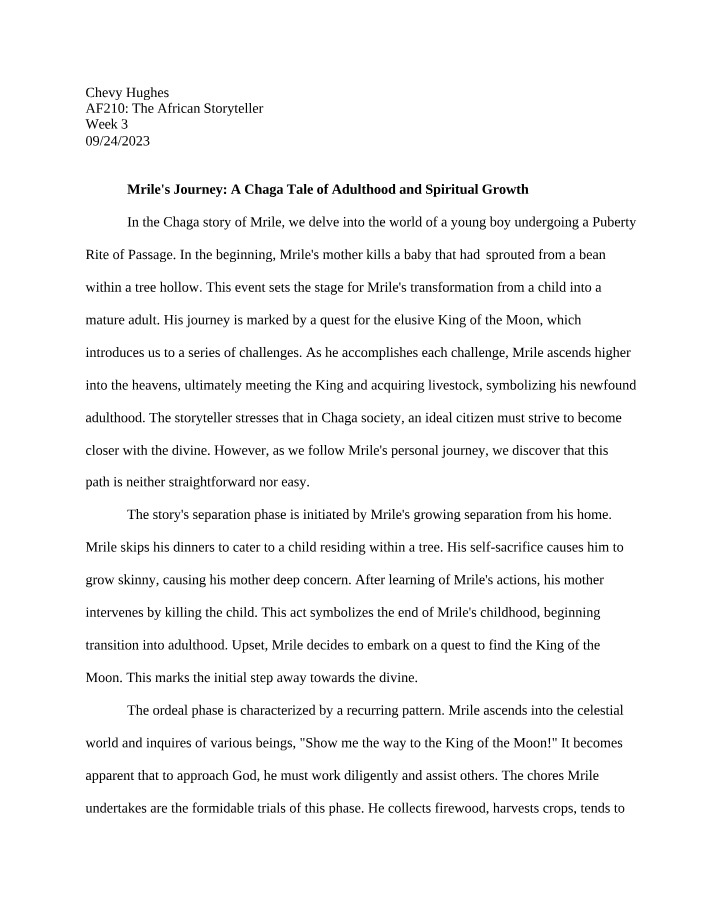 A Chaga Tale of Adulthood and Spiritual Growth - Mrile's Journey
