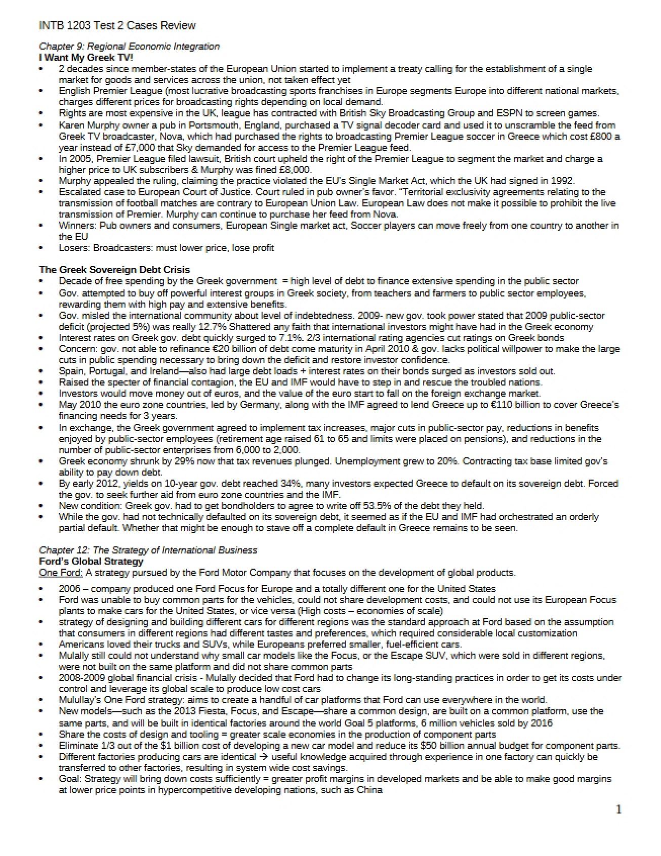 Regional Economic Integration (Chapter 9)