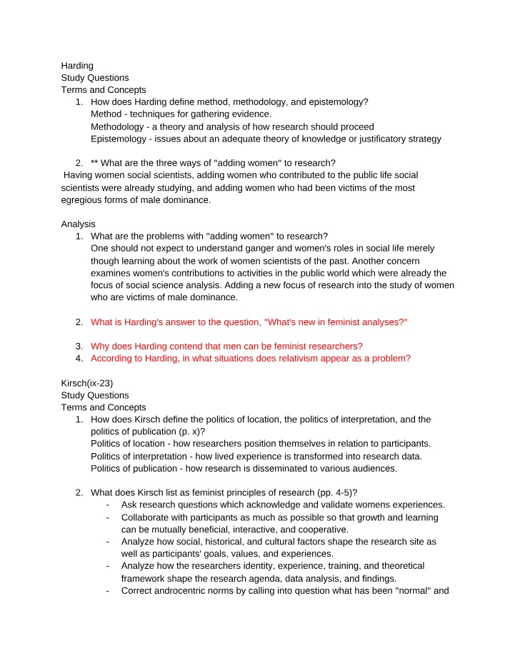 Feminist Research - Methodology and Epistemology