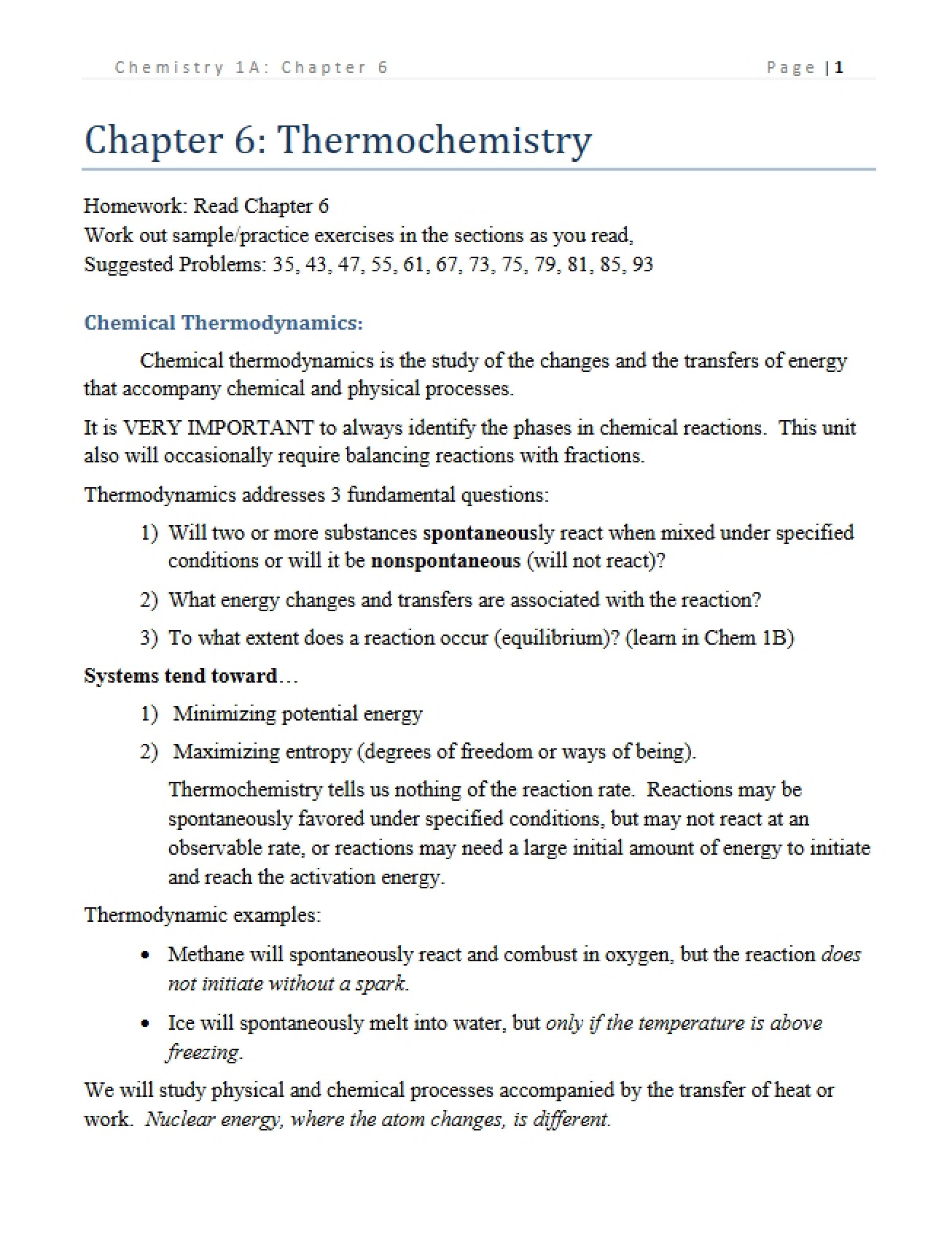Principles of Thermochemistry