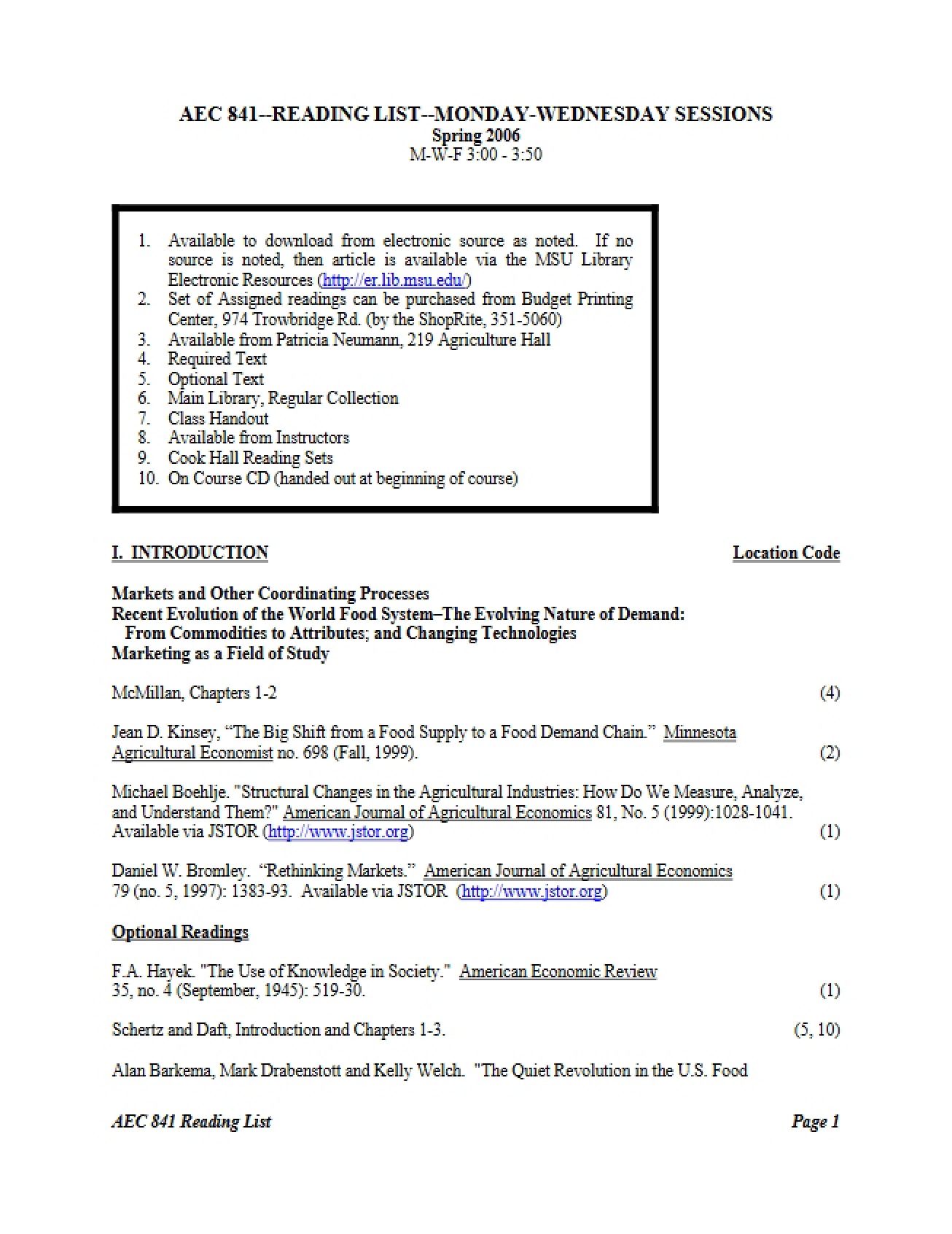Food Systems Organization Syllabus