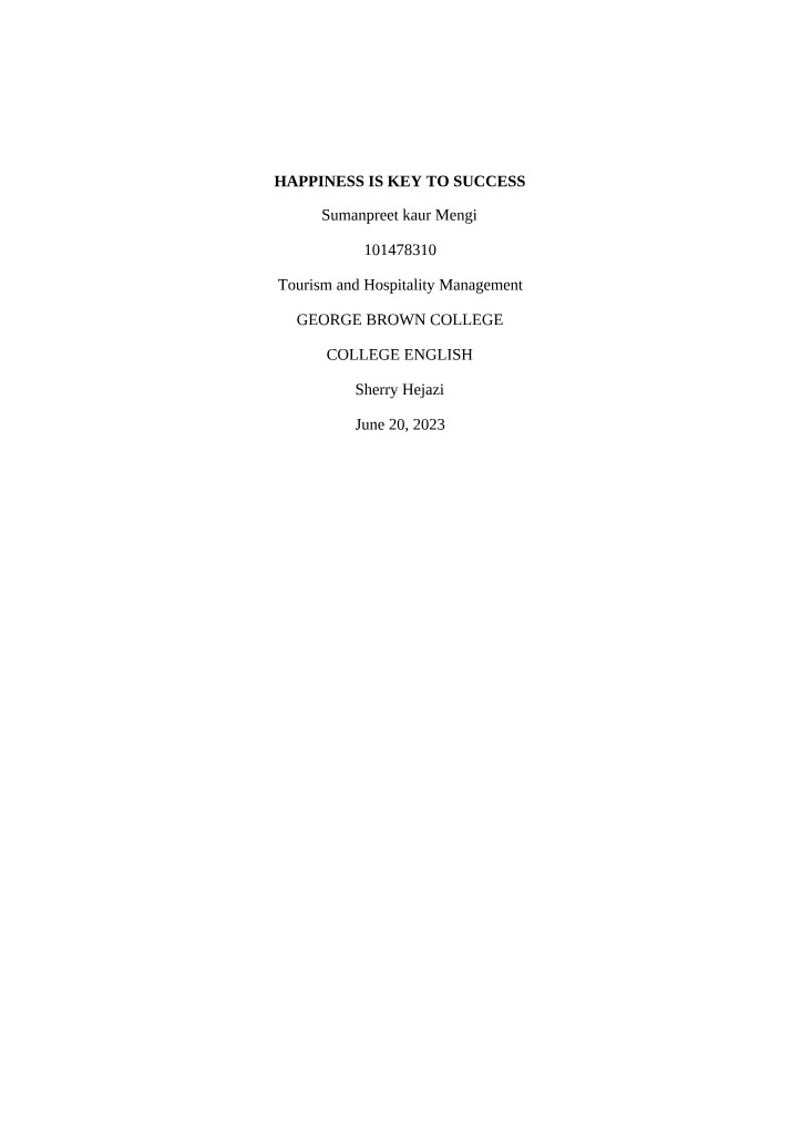Happiness - Annotated Bibliography