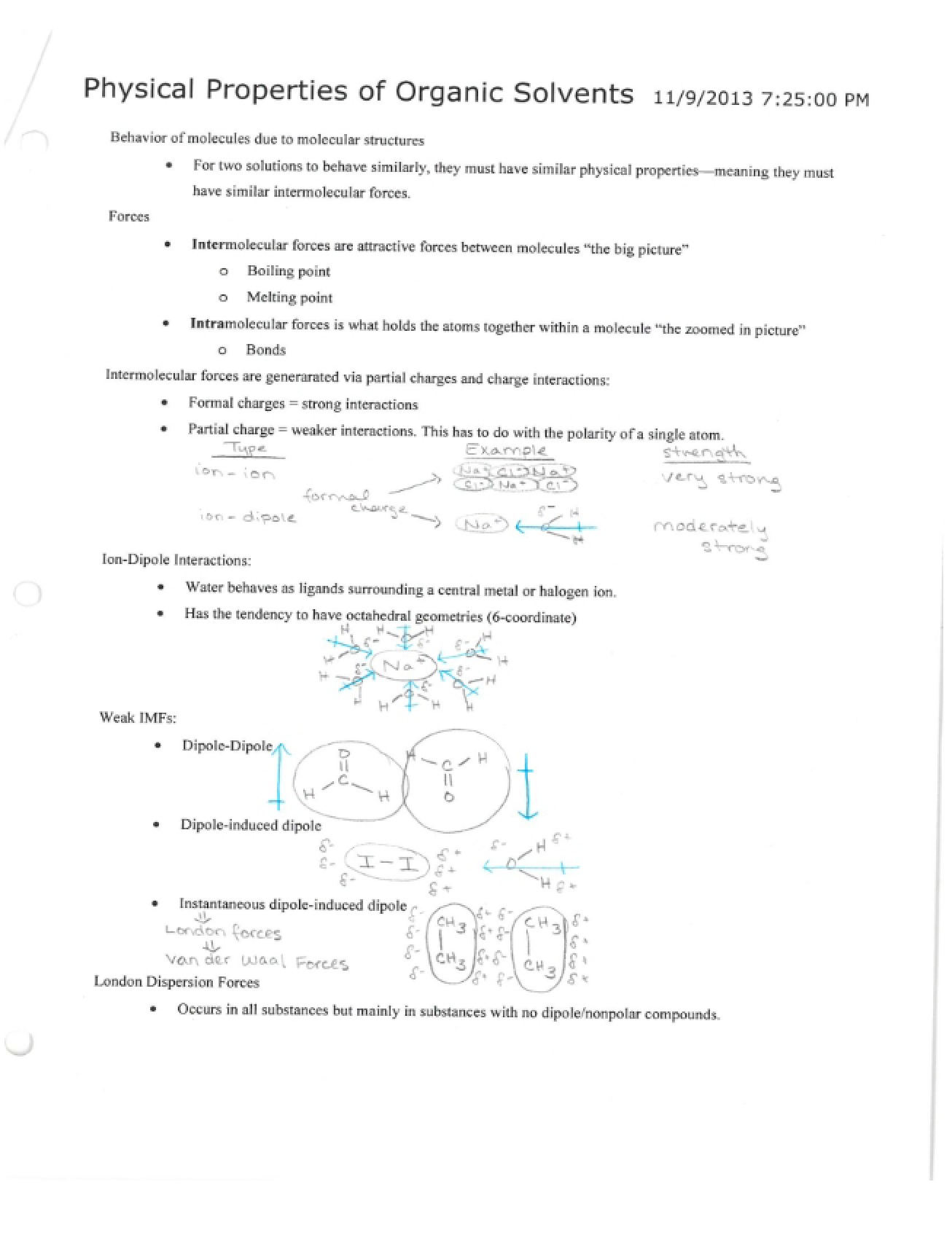 Study of Organic Solvent Properties
