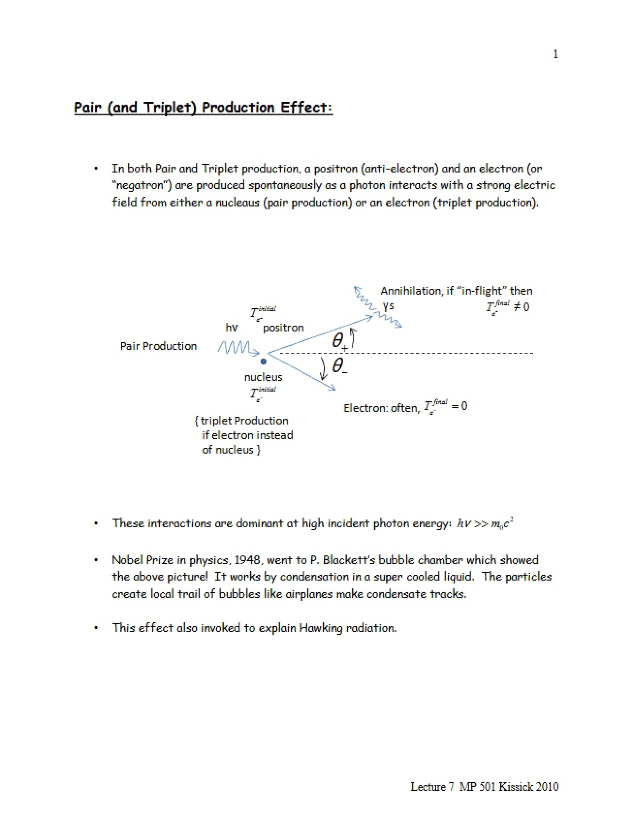 Effect of Pair and Triplet Production - 12 Pages