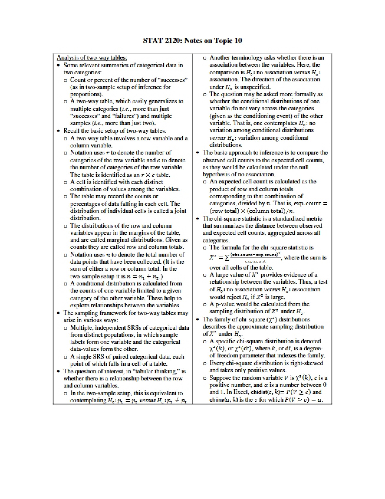 Notes on Topic 10