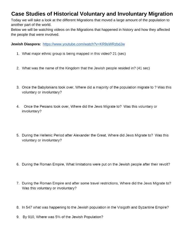 Historical Voluntary and Involuntary Migration Case Studies