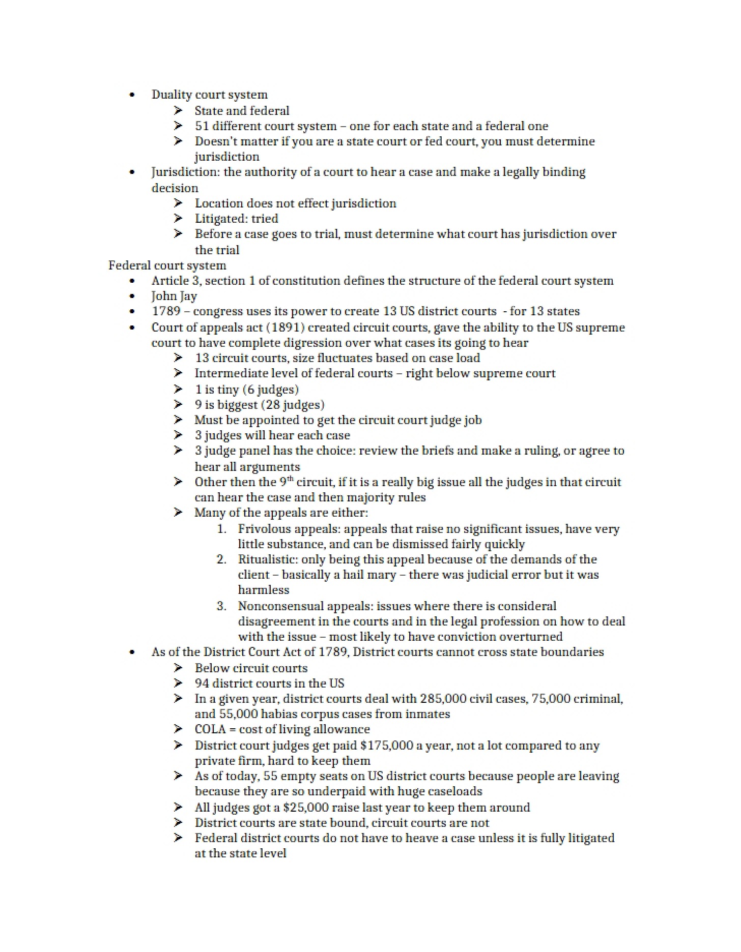 Notes from Class