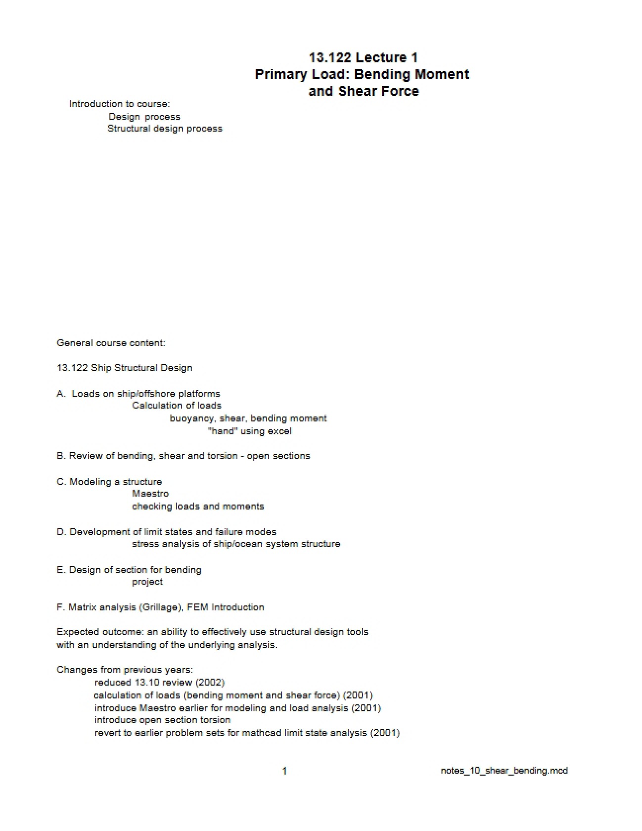 Shear Force and Bending Moment