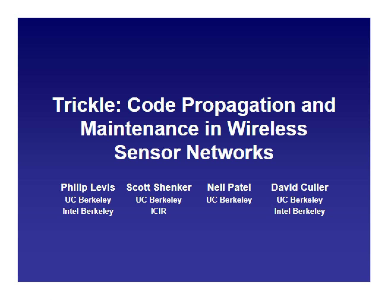 Trickle Code Maintenance and Propagation