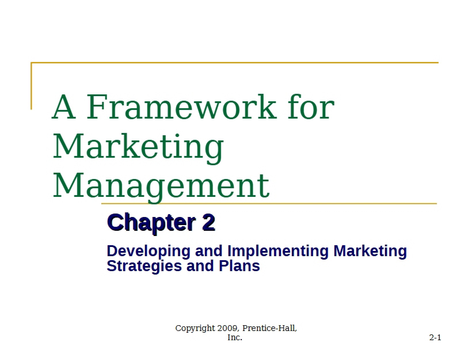 Marketing Management Chapter Two