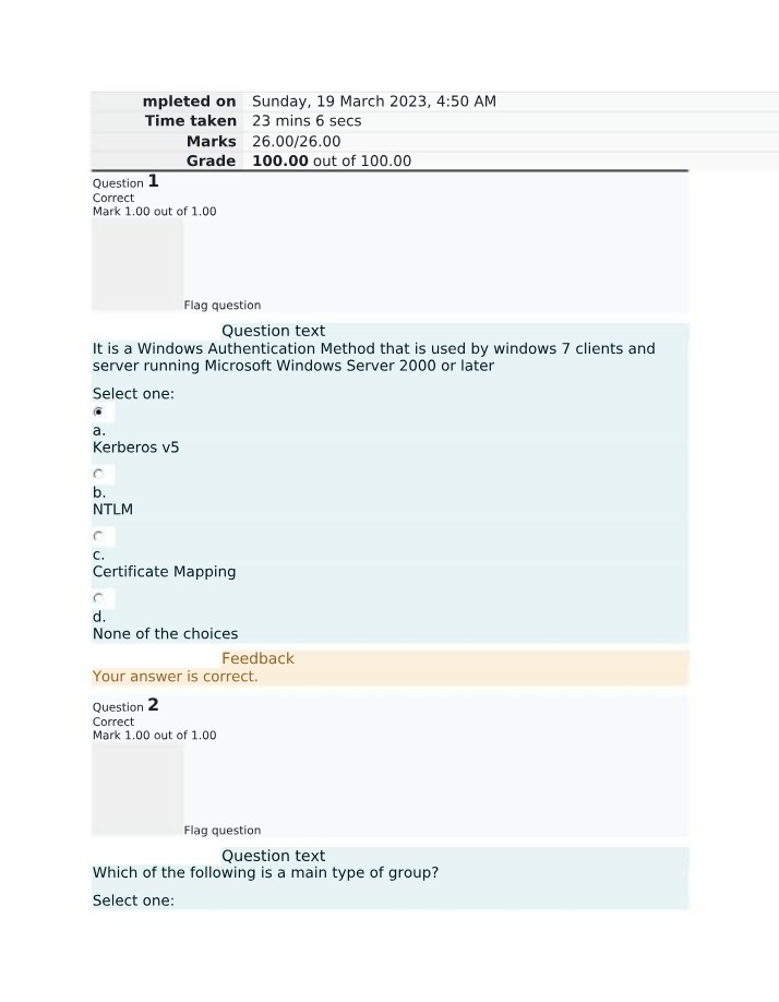 Study Guide - Windows Authentication Methods and Group Types