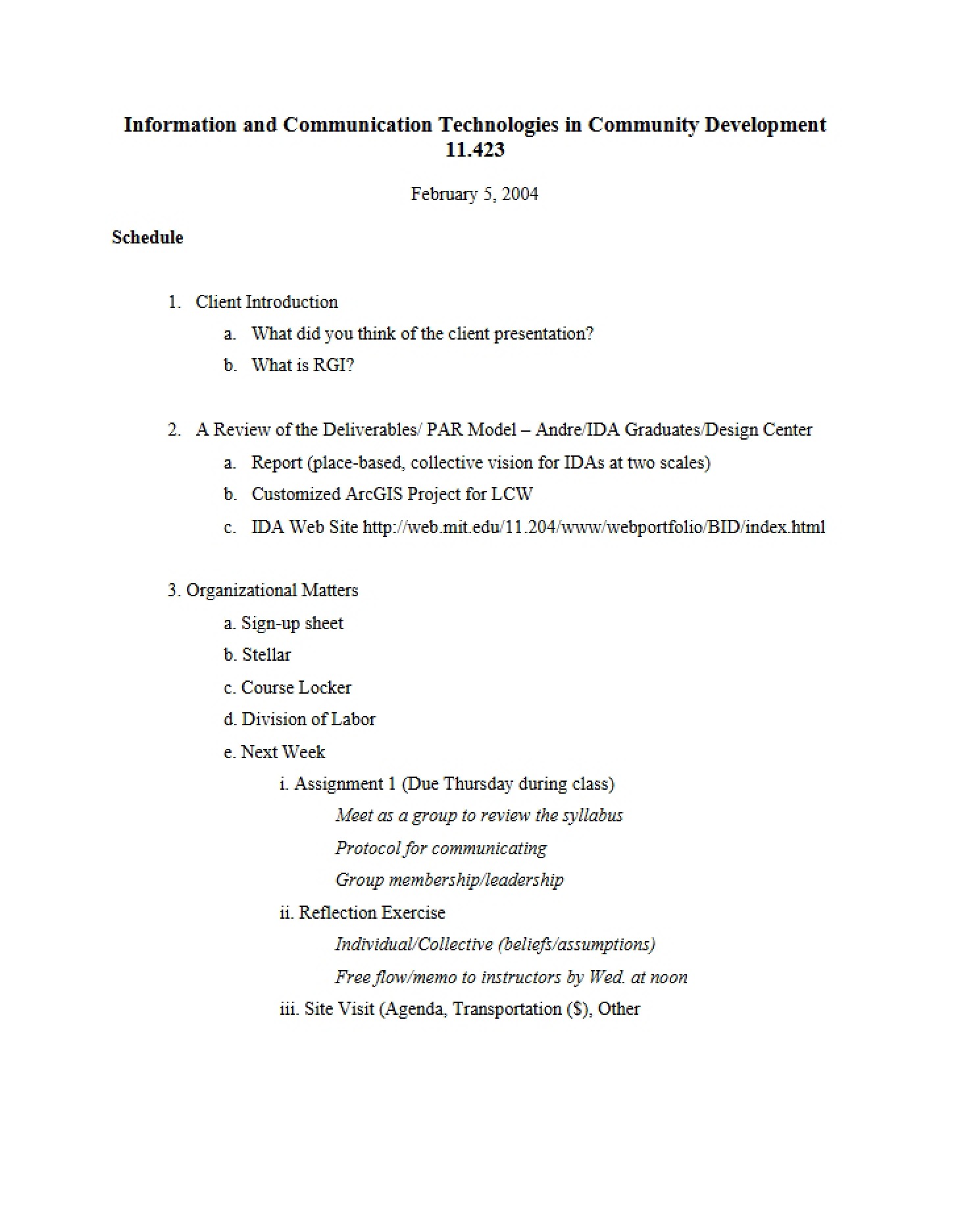Notes from Class