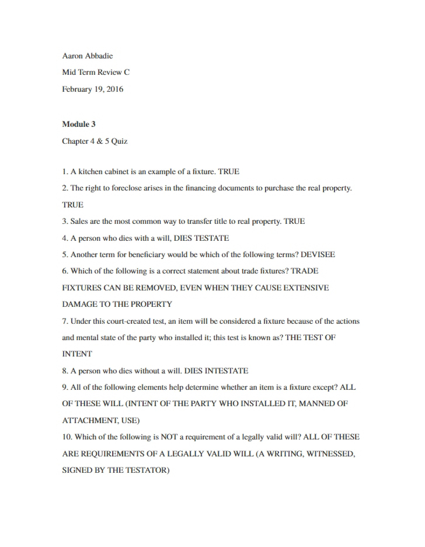 Midterm C (Course 3615)