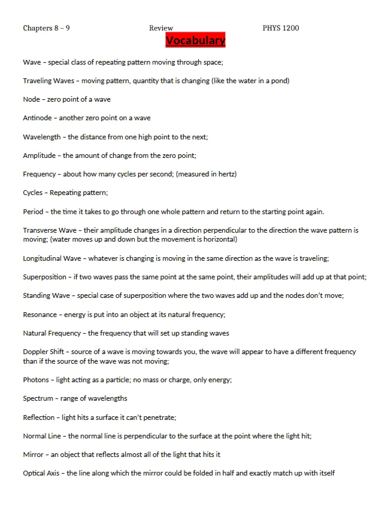Study Guide Document