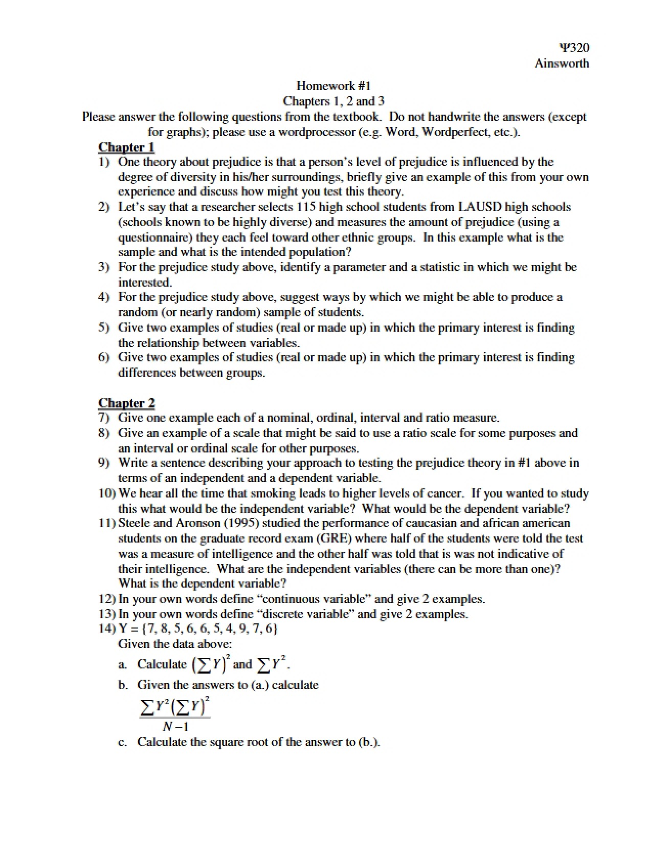 Psych Statistics Homework 1