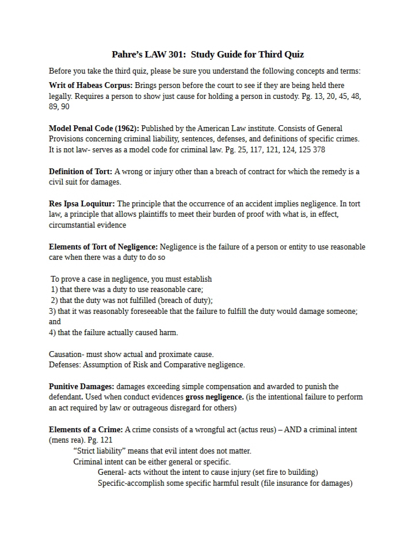 Quiz 3 Study Guide